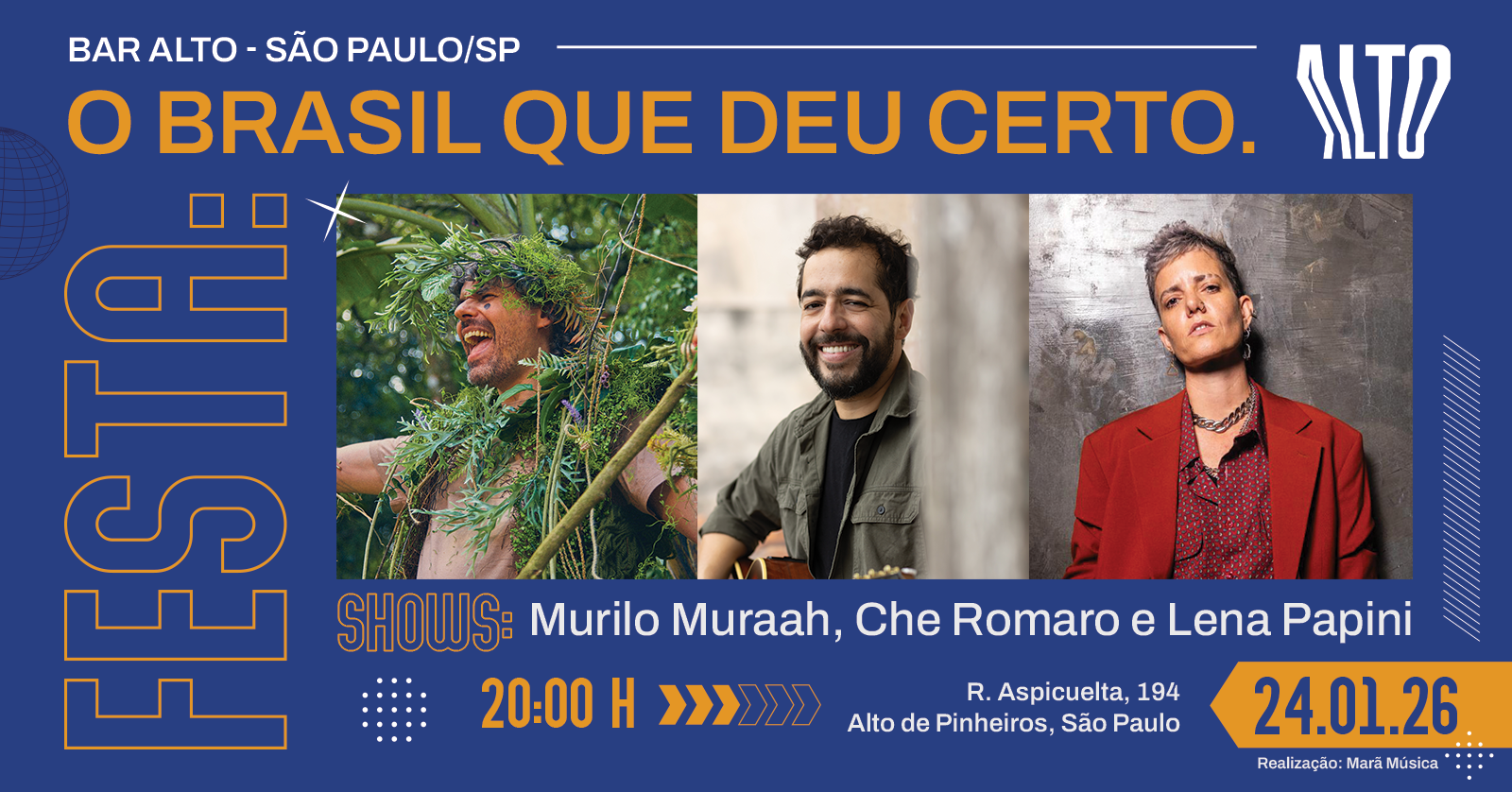 Murilo Muraah, Che Romaro e Lena Papini no Bar Alto