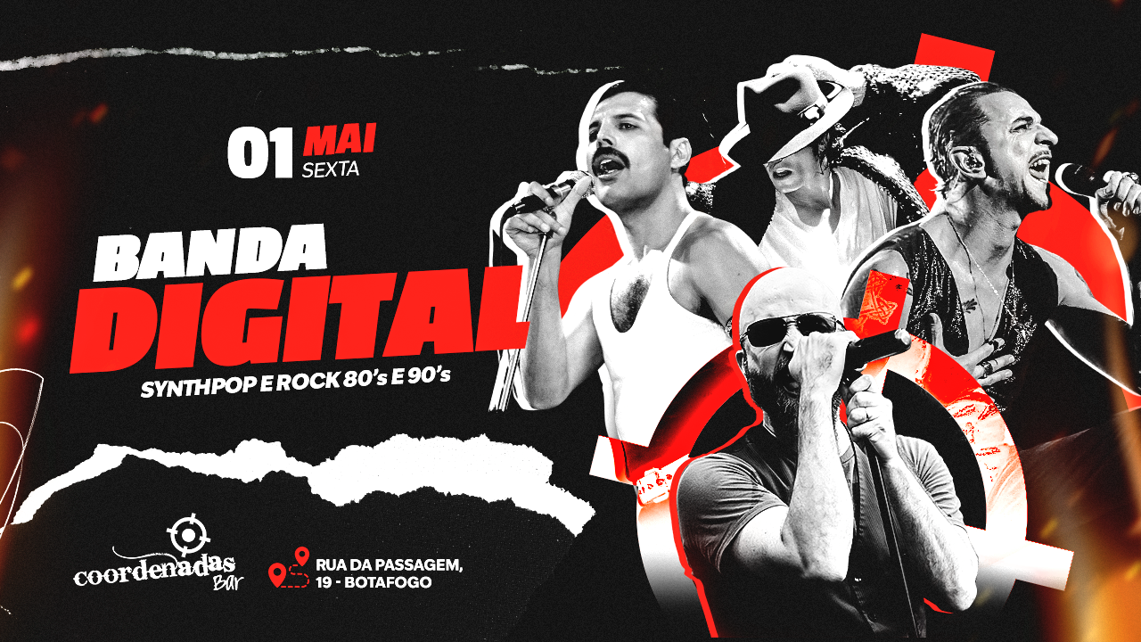 Banda digital no Coordenadas Bar - Synthpop + Rock 80/90