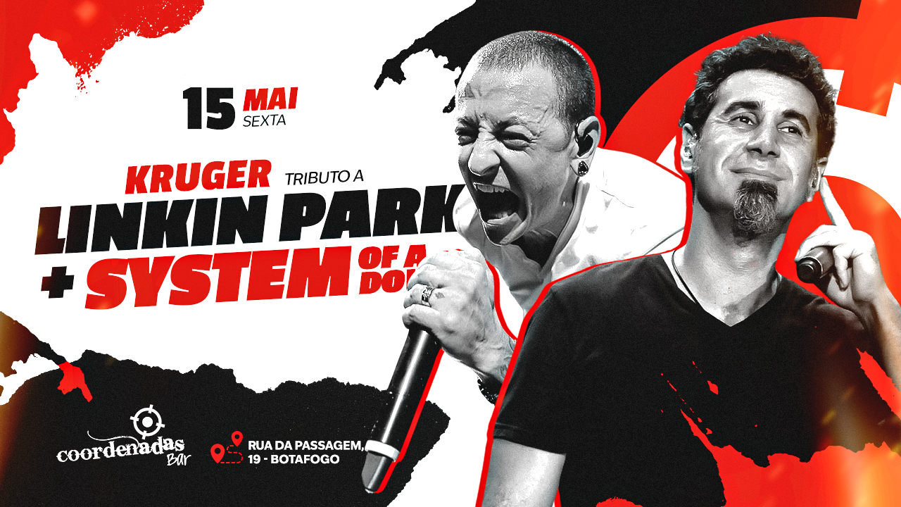 Tributo a System of a Down + Linkin Park no Coordenadas Bar com a  Banda Kruger 