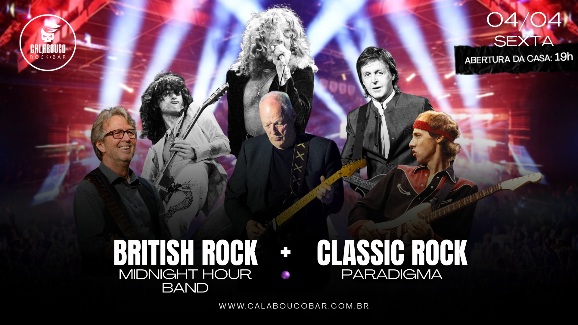 British Rock + Classic Rock com Midnight Hour Band + Paradigma em