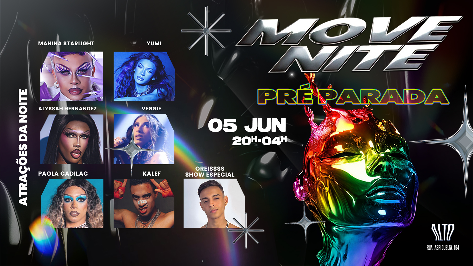 MOVE NITE PRIDE | Pop e Funk  | Entrada Gratuita até 23h - Sexta-feira 05.06