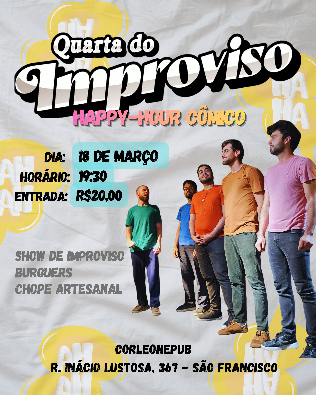 Quarta do Improviso :  O Seu Melhor Happy Hour ! 18/03